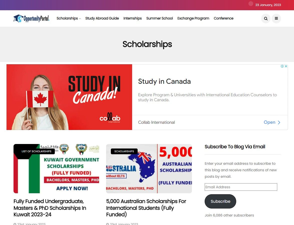 “Opportunity Portal” Offers Wide Range of Scholarships